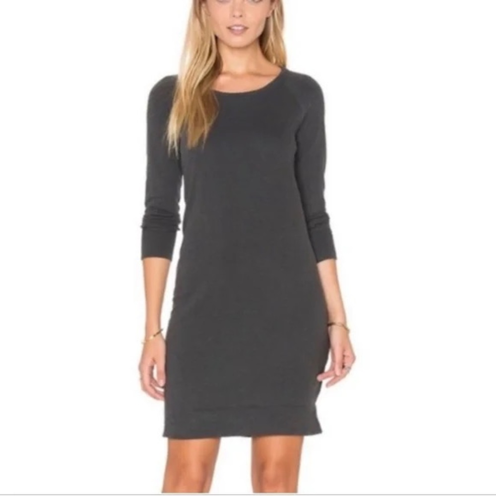 James Perse Black Heathered Gray Raglan Sweatshirt Dress‎ Size 2/ Medium